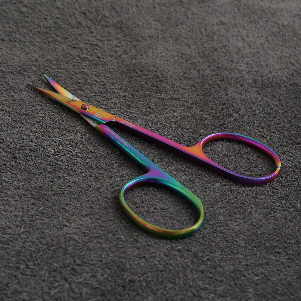 J2-001MT Cuticle Scissors 09cm Curved Multi Colour