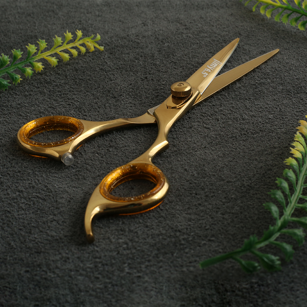 J1 - 076 Professional Japan SS Gold Hair Scissors Razor Edge 61/2"