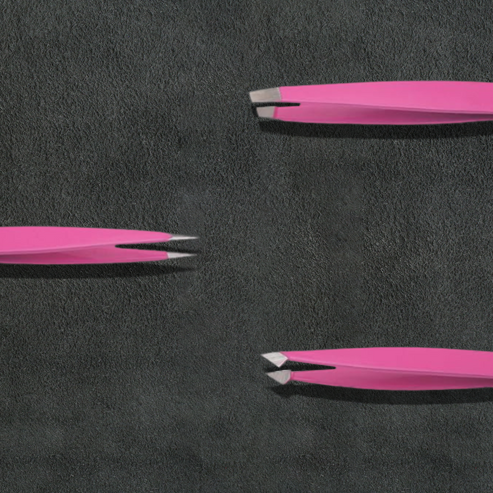 J5 - 293 Professional Eye Lashes Tweezers Set 3 Pink