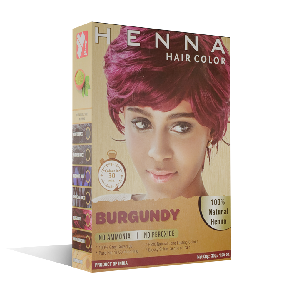 30 Minute Natural Henna Hair Dye : Harsh Chemical-Free Semi-Permanent Burgundy Hair Color for Men and Women HC-BC-06