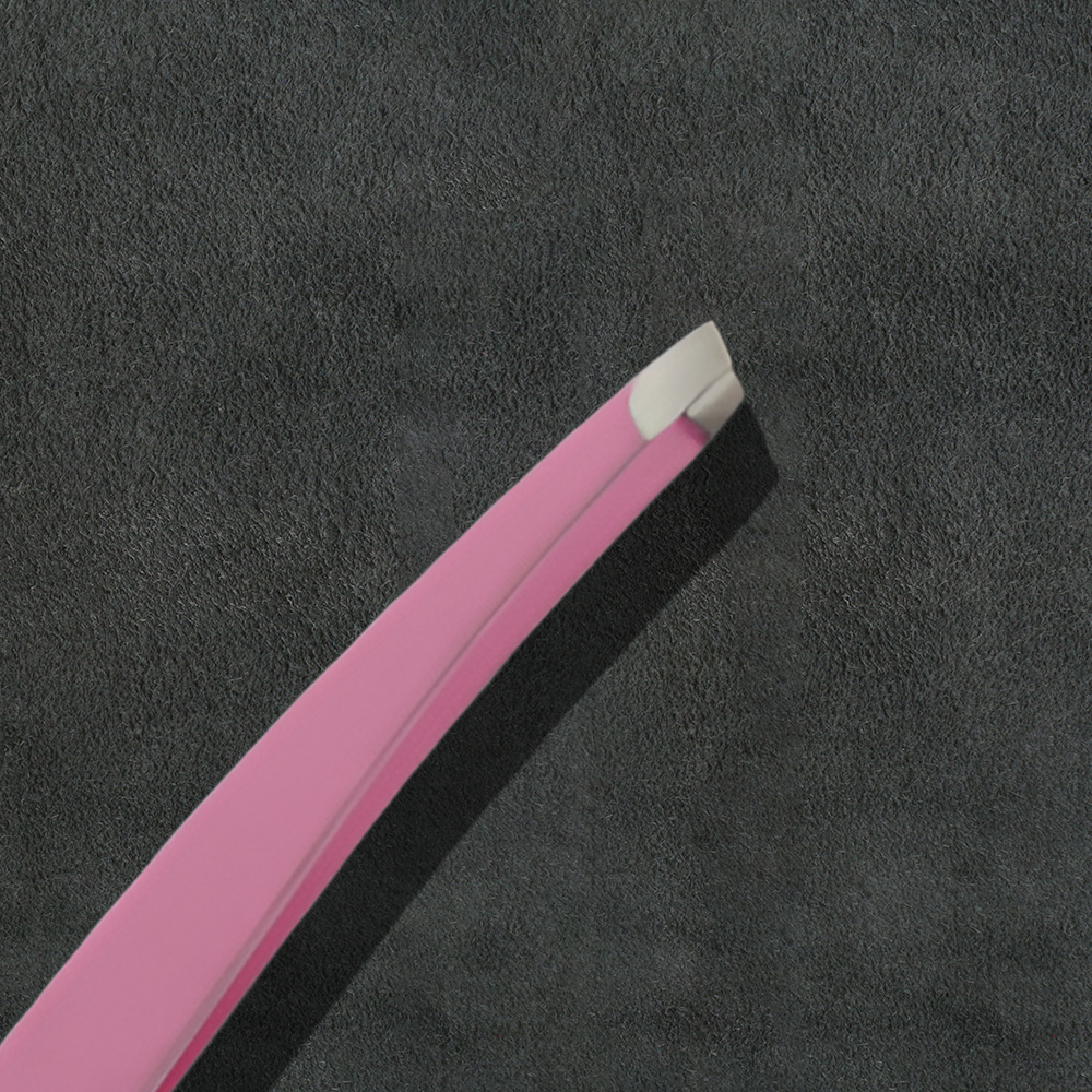 J5 - 065 Professional Eye Brow Tweezer Brow Shape Pink Slunt Tip