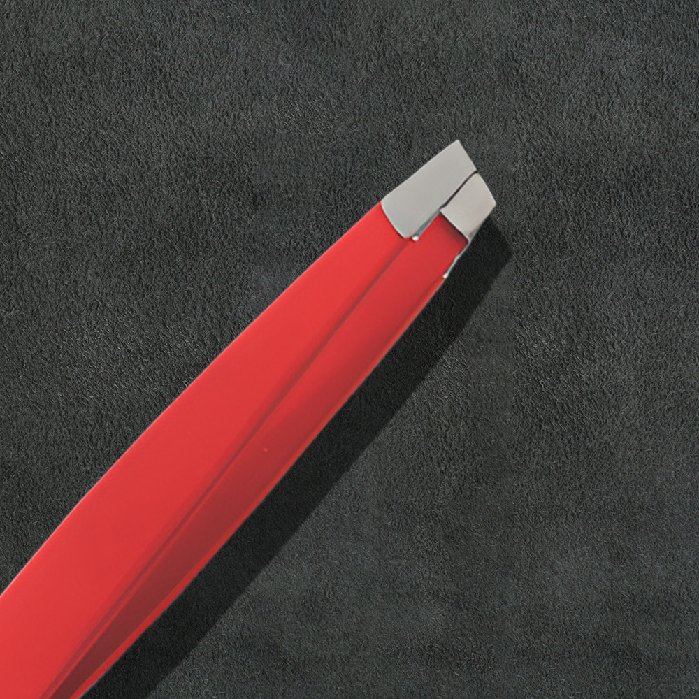 J5 - 081 Professional Eye Brow Tweezer Tomato Red Slunt Tip