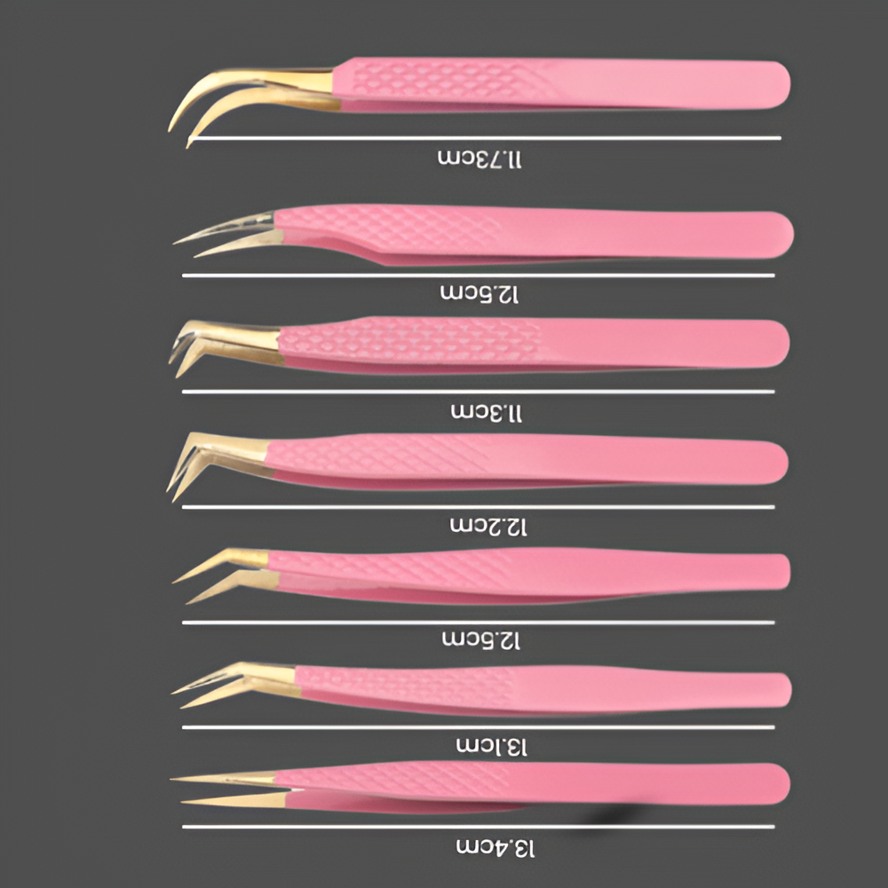 J5 - 156 Lashes Tweezer Set of 7 light Pink