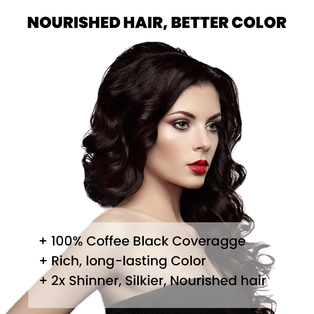 30 Minute Enriched with Herbs Semi Permanent Powder - Harsh Chemical Free for Men and Women (Coffee Black Hair Dye) HH-BC-08