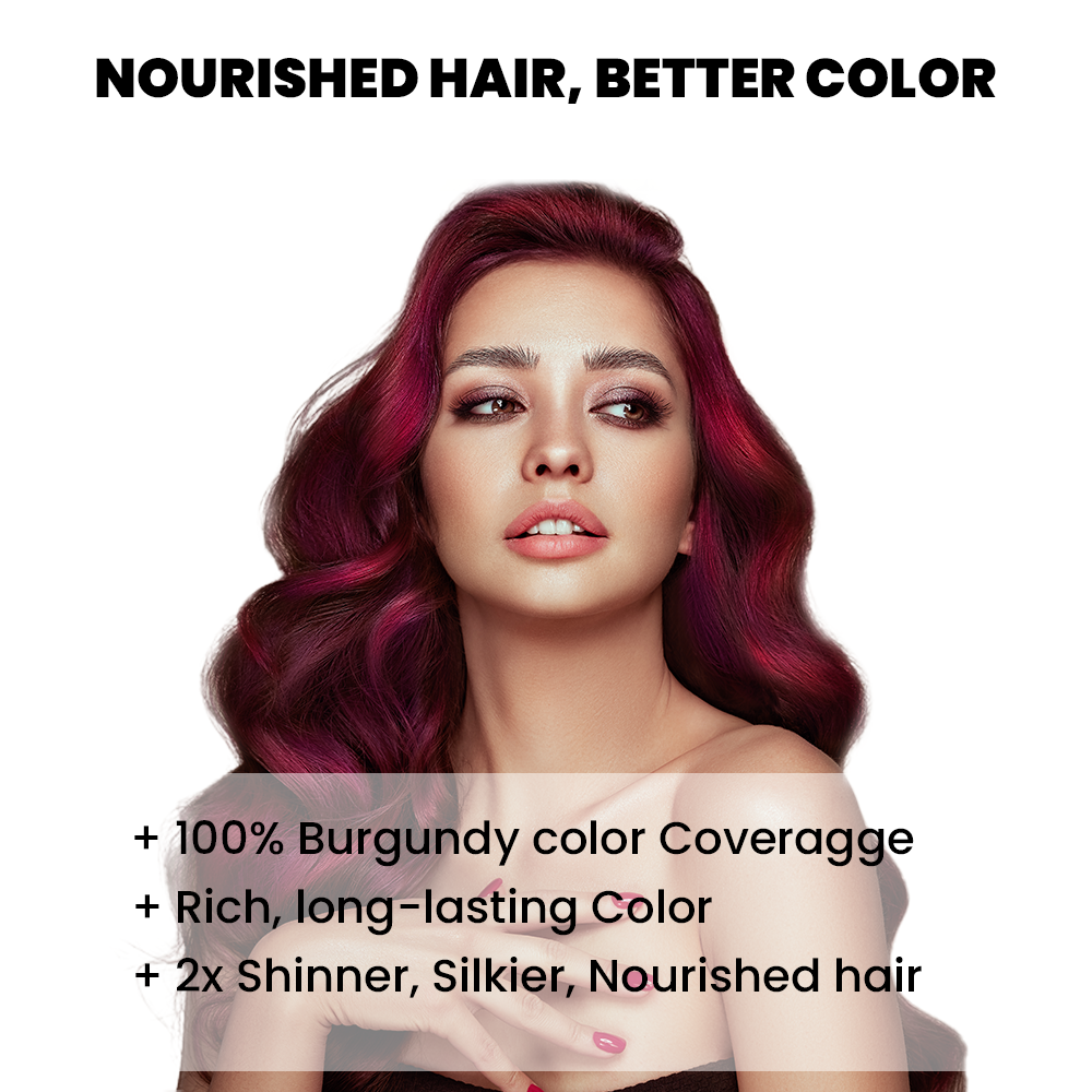 30 Minute Natural Henna Hair Dye : Harsh Chemical-Free Semi-Permanent Burgundy Hair Color for Men and Women HC-BC-06