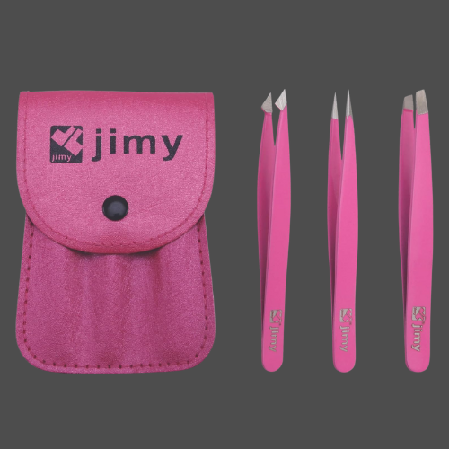 J5 - 293 Eye Lashes Tweezers Set 3 Pink
