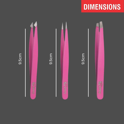 J5 - 293 Eye Lashes Tweezers Set 3 Pink