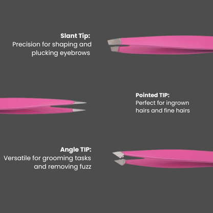 J5 - 293 Eye Lashes Tweezers Set 3 Pink