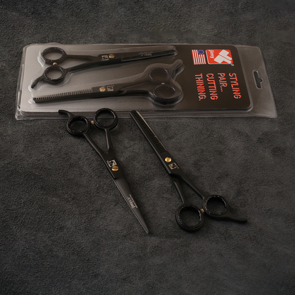 J-886-02BST Professional Hair/Thining scissors Set Black Edition 6"