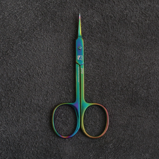 J2-019MT Cuticle Arrow point scissors 9cm Curved Multi Colour