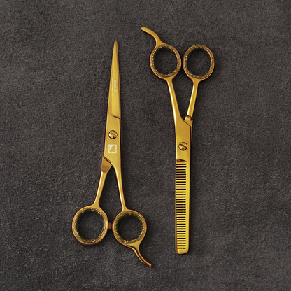 J-886-02GST Professional Hair/Thinning Scissors Set Gold Edition Special