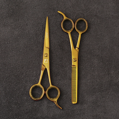 J-886-02GST Professional Hair/Thinning Scissors Set Gold Edition Special