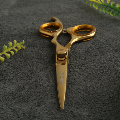 J1 - 076 Professional Japan SS Gold Hair Scissors Razor Edge  61/2"