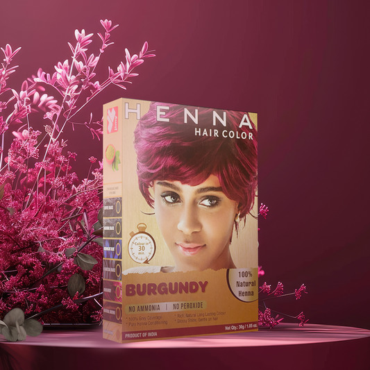 30 Minute Natural Henna Hair Dye : Harsh Chemical-Free Semi-Permanent Burgundy Hair Color for Men and Women HC-BC-06