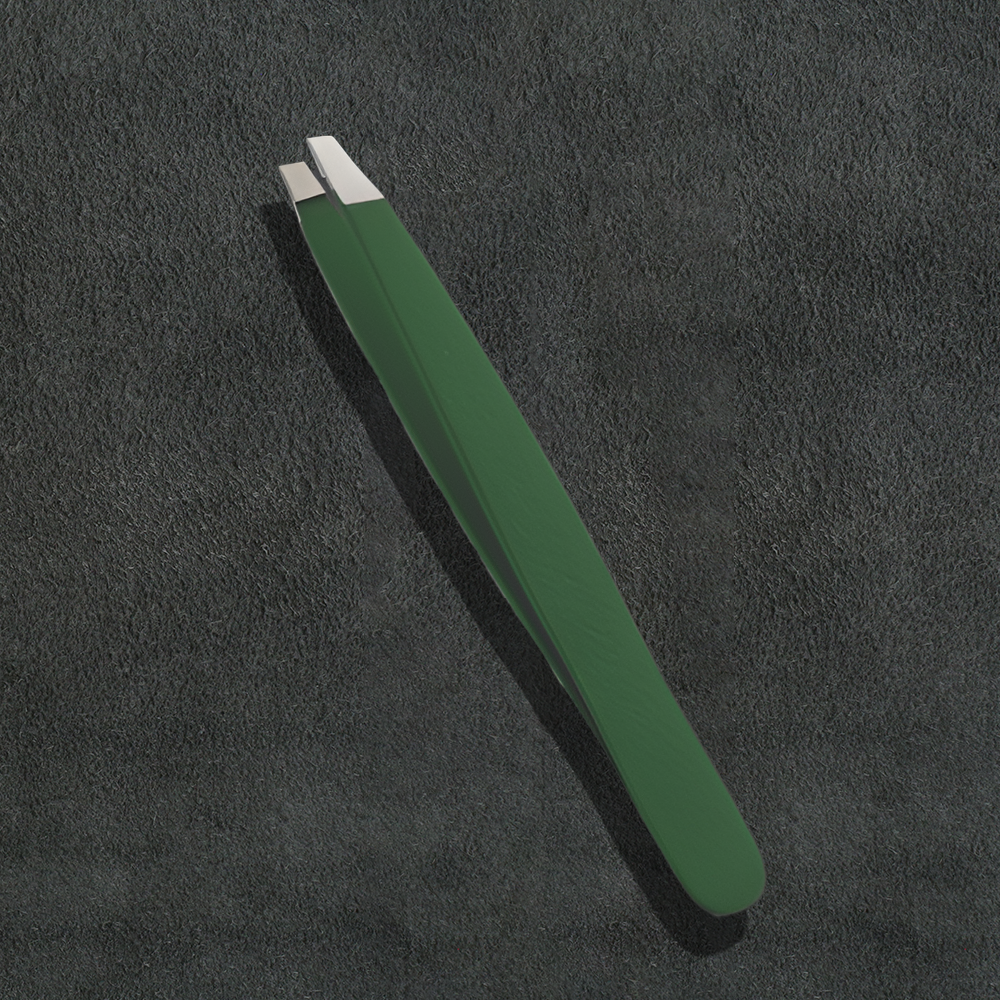 J5 - 082 Professional Eye Brow Tweezers Straight Tip  Green