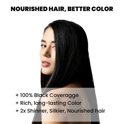 30 Minute Enriched with Herbs Semi Permanent Powder - Harsh Chemical Free Black Hair Dye for Men and Women (Natural Black) HC-NB-01